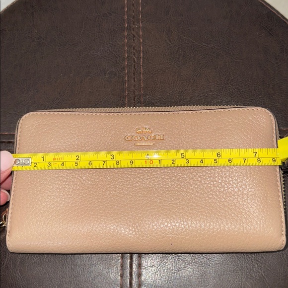 Coach Tan Pebbled Leather Wristlet Clutch - Picture 6 of 9